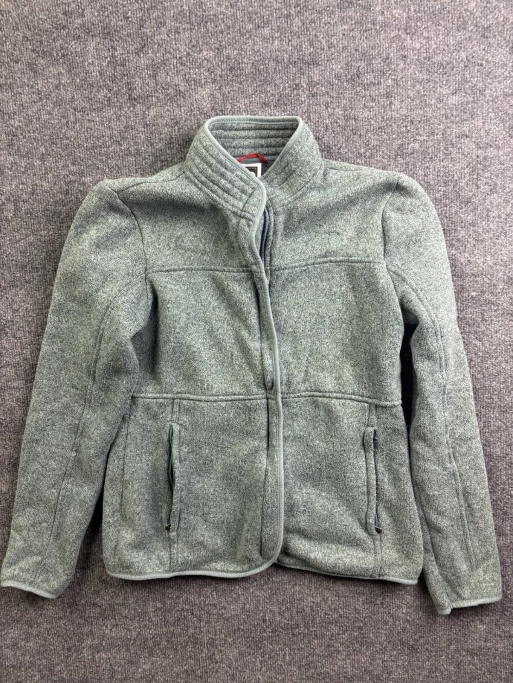 The North Face Fleece Jacket Womens Medium Gray Full‎ Zip Pockets Collared